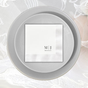 Elegant Monogram Wedding Minimalist Initials Napkin