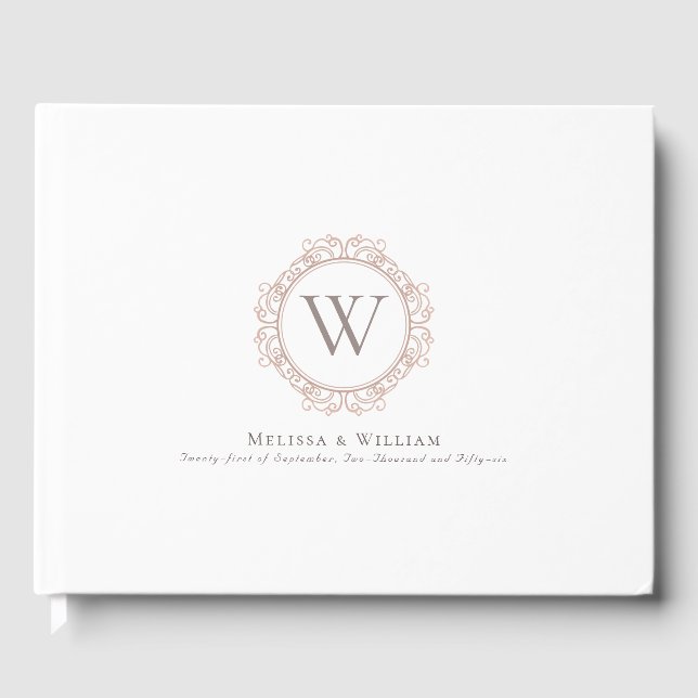 Elegant Monogram Wedding Modern Classic Guest Book (Front)