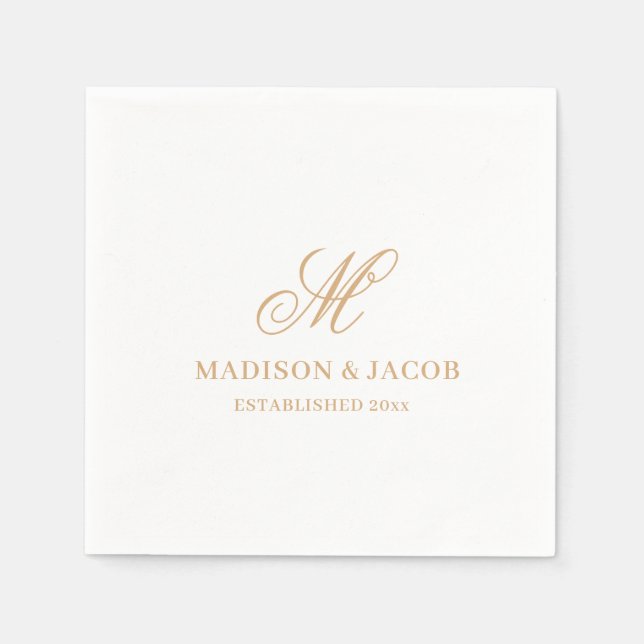 Elegant Monogram Wedding  Napkin (Front)