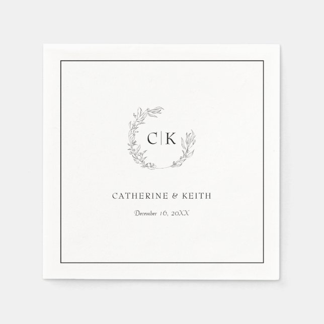 Elegant Monogram Wedding Napkins (Front)