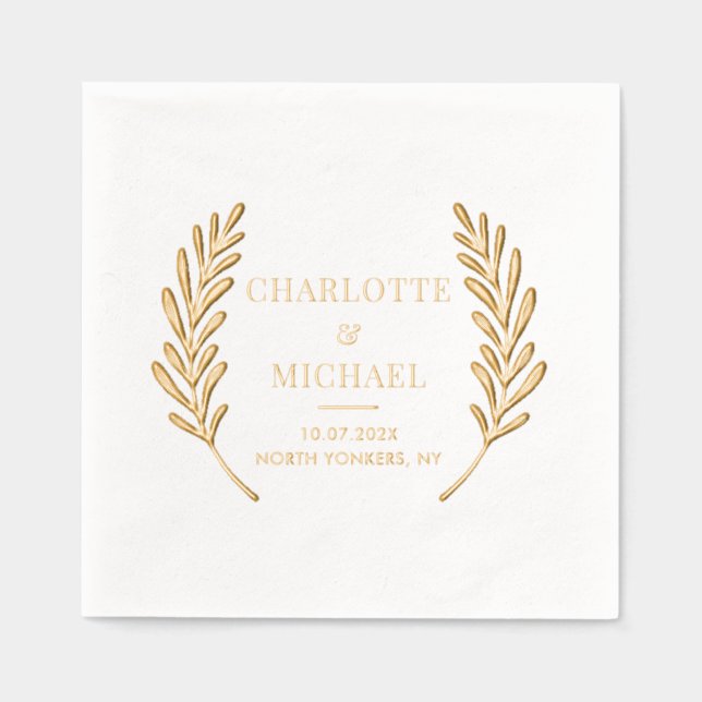 Elegant Monogram Wedding Reception Custom Foil Napkins (Front)
