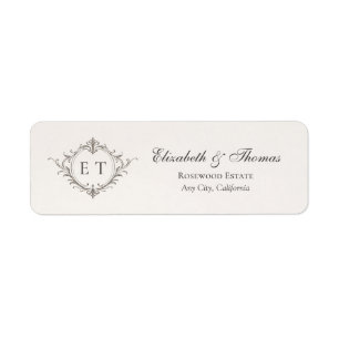 Elegant Monogram Wedding Return Address