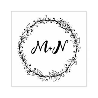Elegant Monogram Wedding Rubber Stamp
