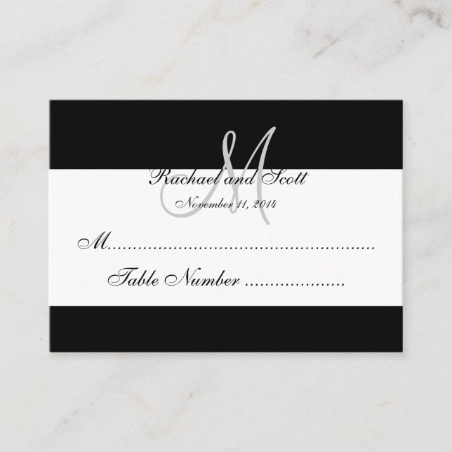 Elegant Monogram Wedding Seating Cards (Front)