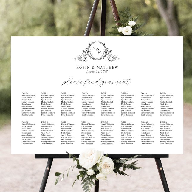 Elegant Monogram Wedding Seating Chart Sign (Creator Uploaded)