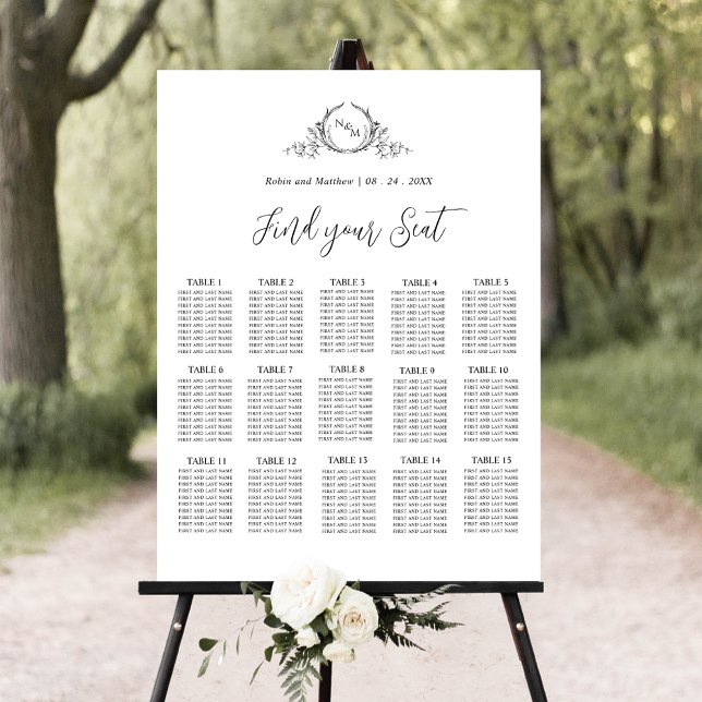 Elegant Monogram Wedding Seating Chart Sign (Creator Uploaded)