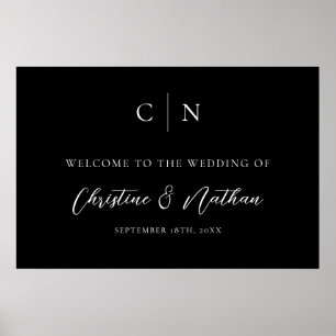 Elegant  Monogram Wedding Welcome Sign