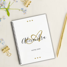 Elegant Monogram White Gold Script Initial Name