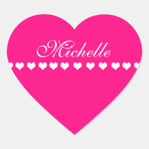 Elegant Monogram White Hearts Pink Heart Sticker