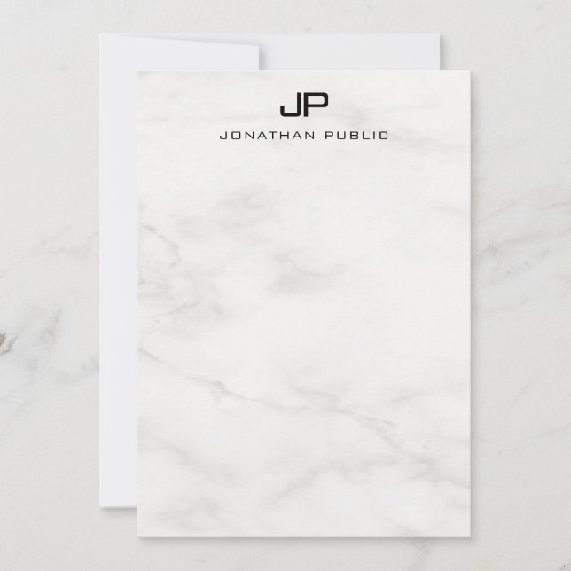 Elegant Monogram White Marble Trendy Template (Front)