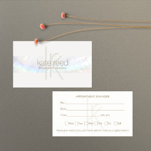 Elegant Monogram White Modern Seashell Appointment Business Card