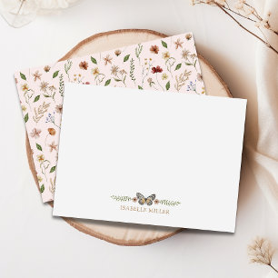 Elegant Monogram Wildflower Watercolor Floral Card
