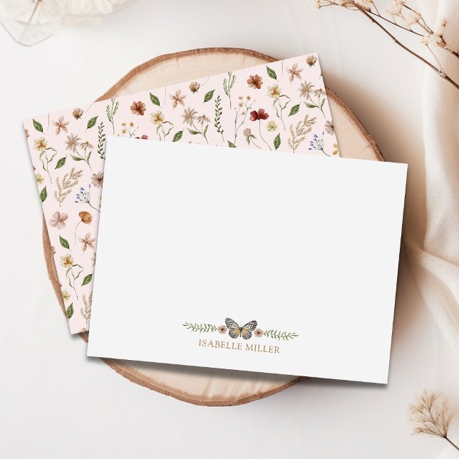 Elegant Monogram Wildflower Watercolor  Floral Card (Creator Uploaded)