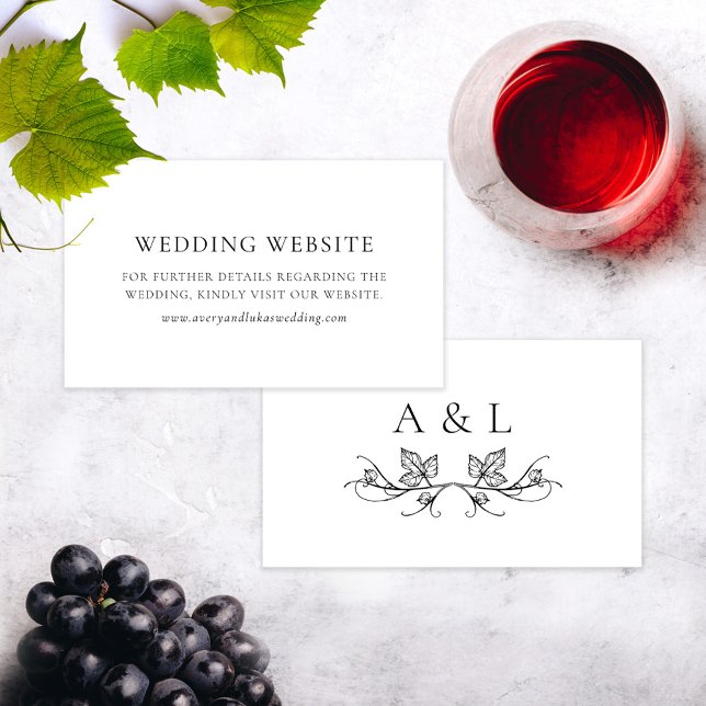 Elegant Monogram Winery Wedding Website Card (Creator Uploaded)