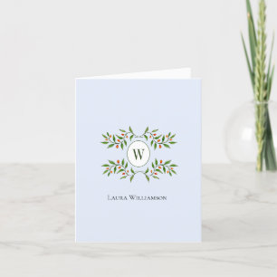 Elegant Monogram with Greenery Thank You Card