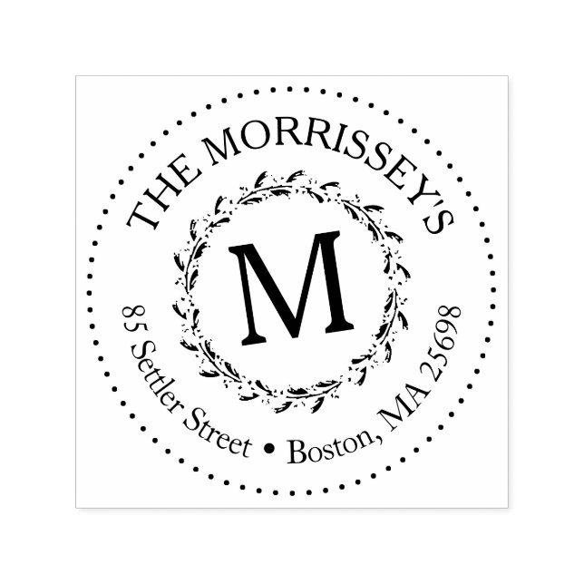 Elegant Monogram with Name and Address Self-inking Stamp (Design)