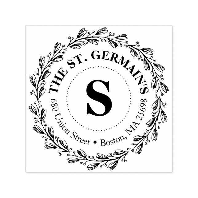 Elegant Monogram with Name and Address Self-inking Stamp (Design)