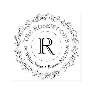 Elegant Monogram with Name and Address Self-inking Stamp