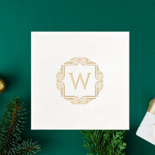 Elegant Monogram With Style Classic Art Deco Frame Foil Napkins
