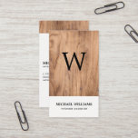 Elegant Monogram Wood Professional Business Card<br><div class="desc">Elegant and vintage wood texture featuring bold monogram. Simple and sophisticated look for interior designer,  architect,  consultant,  handyman and more.</div>