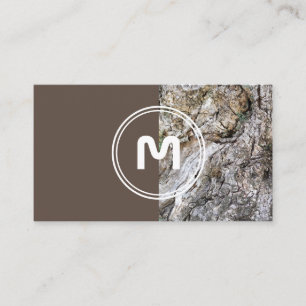 Elegant monogram wood two tone brown carpenter bus business card