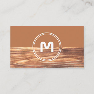 Elegant monogram wood two tone brown carpentry business card