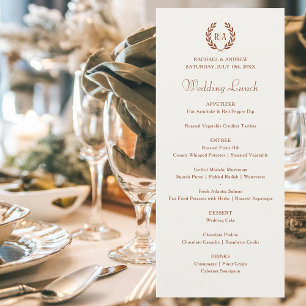 Elegant Monogram Wreath Terracotta Cream Wedding Menu
