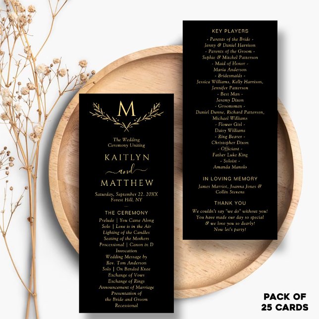 Elegant Monogram Wreath Wedding Program Rack Card (Creator Uploaded)