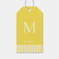 Elegant Monogram Yellow & white  Gift Tags