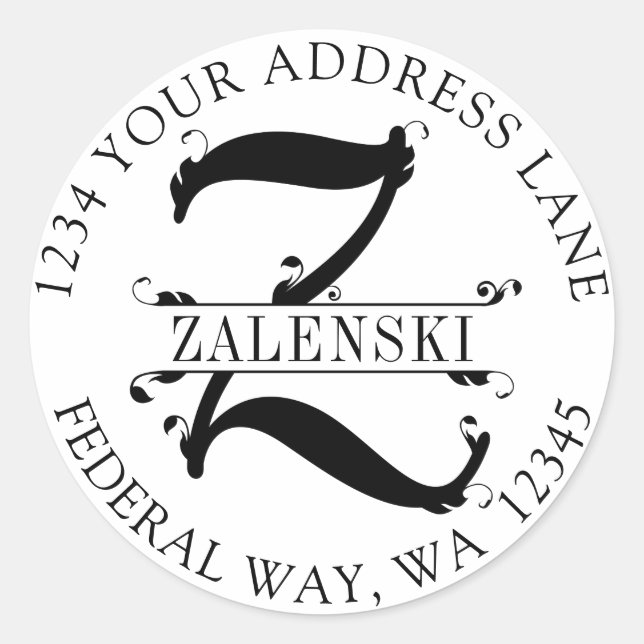 Elegant Monogram Z Circular Envelope Seal (Front)