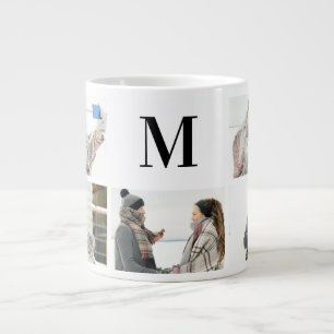 Elegant Monogramed and 5 Photo Personalised Mug