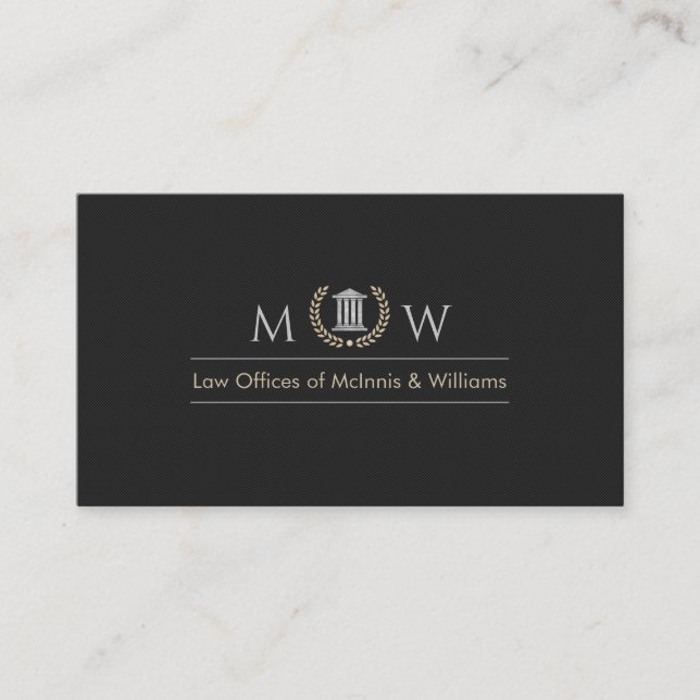 Elegant Monogramed Courthouse Business Card (Front)