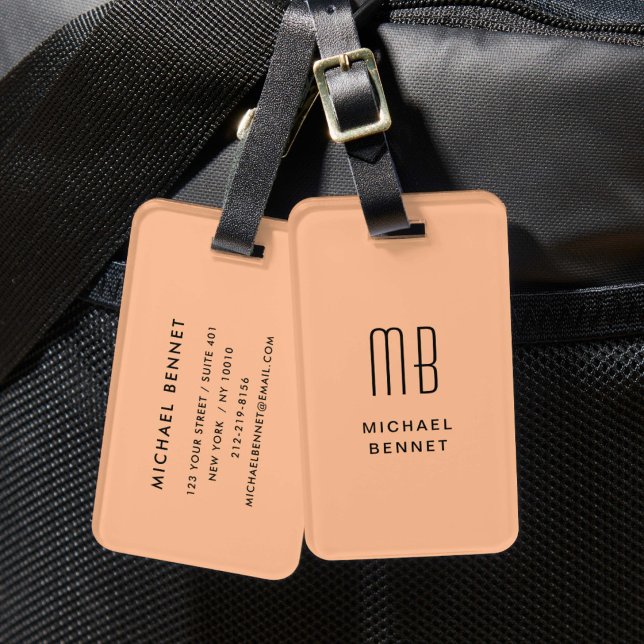 Elegant Monogramm Peach Luggage Tag (Elegant Monogramm Peach Luggage Tag)