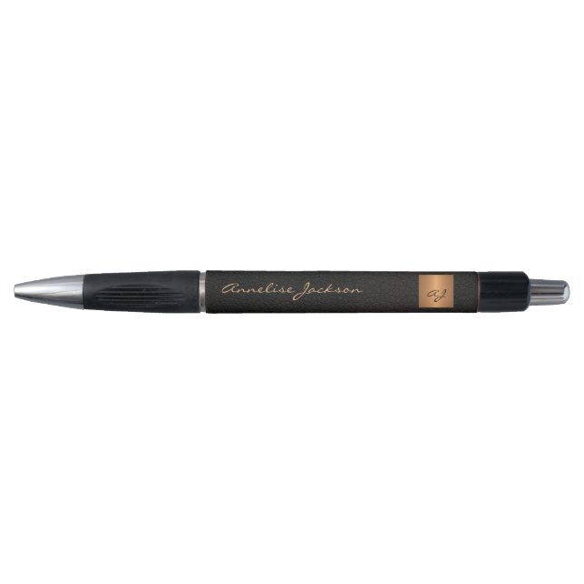 Elegant monogrammed black gold name script stylish (Front)