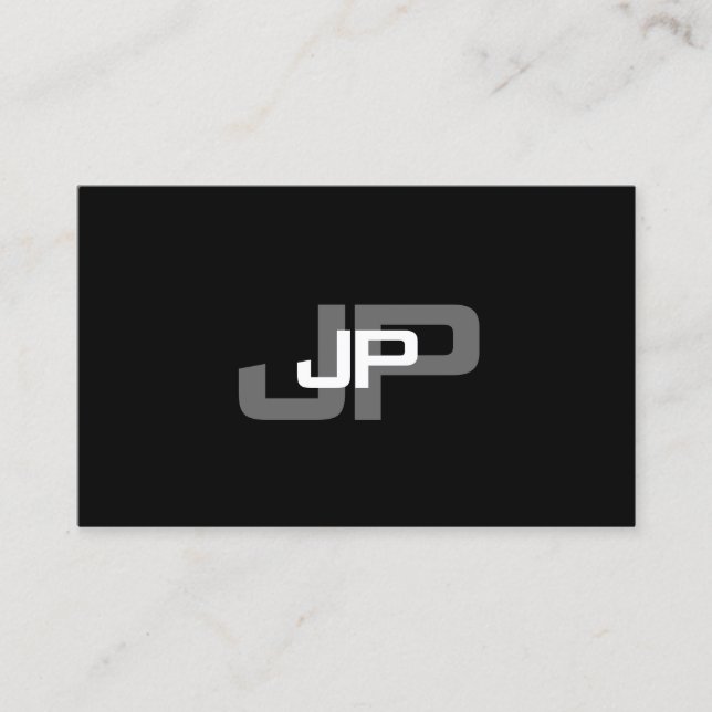 Elegant Monogrammed Black White Simple Template Business Card (Front)