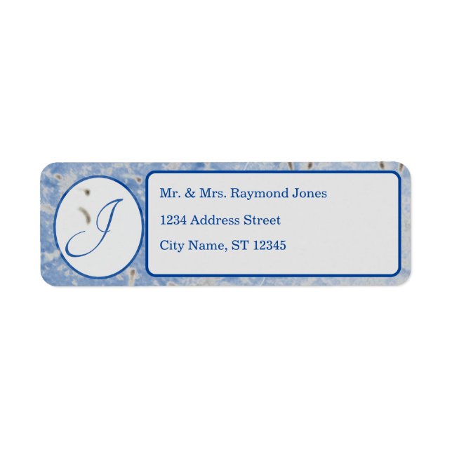 Elegant Monogrammed Blue and Grey Return Address (Front)