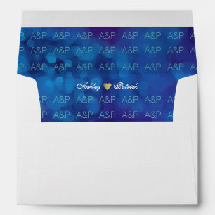 elegant & monogrammed, blue inside, wedding envelopes
