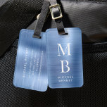 Elegant Monogrammed Blue Luggage Tag<br><div class="desc">Elegant Monogrammed Blue Luggage Tag</div>