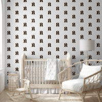 Elegant Monogrammed Brown Simple Staggered Pattern
