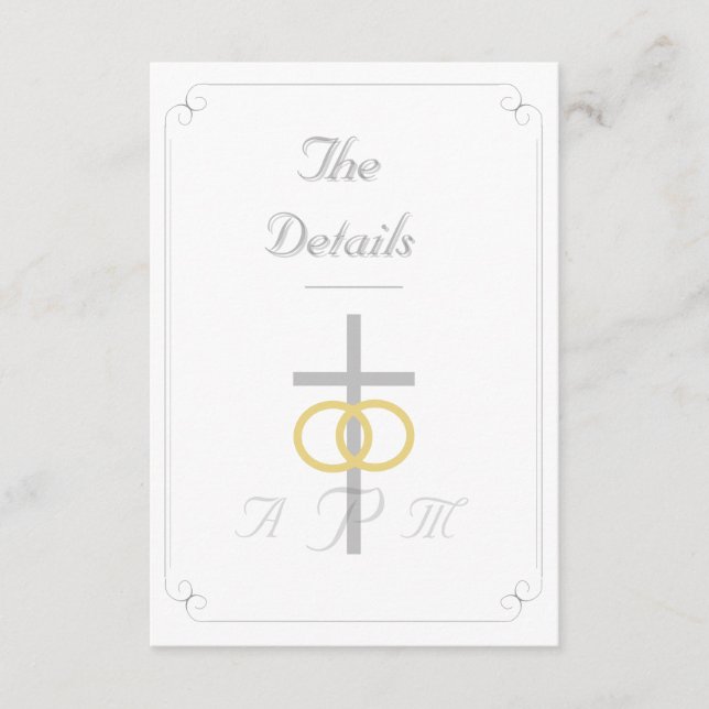 Elegant Monogrammed Catholic Wedding Enclosure Card (Front)