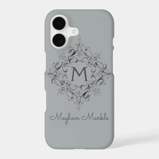Elegant Monogrammed classic gray (Back)