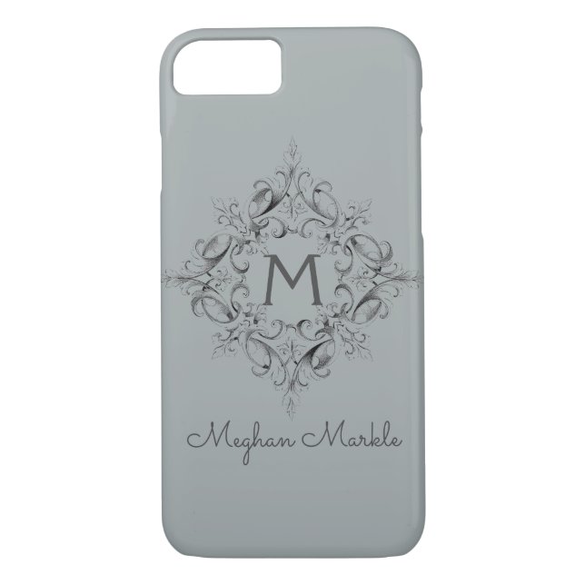 Elegant Monogrammed classic gray Case-Mate iPhone Case (Back)