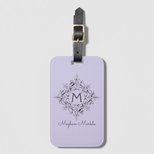 Elegant Monogrammed classic pastel Luggage Tag (Front Vertical)