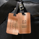 Elegant Monogrammed Copper Brown Brushed Metal Luggage Tag<br><div class="desc">Personalised Elegant Monogrammed Copper Brown Brushed Metal Luggage Tag.</div>