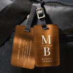 Elegant Monogrammed Copper Brushed Metallic Luggage Tag<br><div class="desc">Elegant Monogrammed Copper Brushed Metallic Luggage Tag</div>