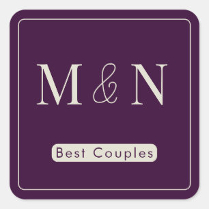 Elegant Monogrammed Couples square Sticker