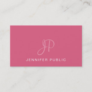 Elegant Monogrammed Design Trendy Blush Pink Plain Business Card