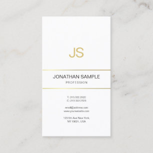 Elegant Monogrammed Design Trendy Gold Striped Business Card