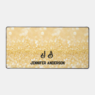 Elegant Monogrammed Faux Gold Bubble Desk Mat