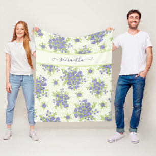 Elegant Monogrammed Floral Pattern Fleece Blanket